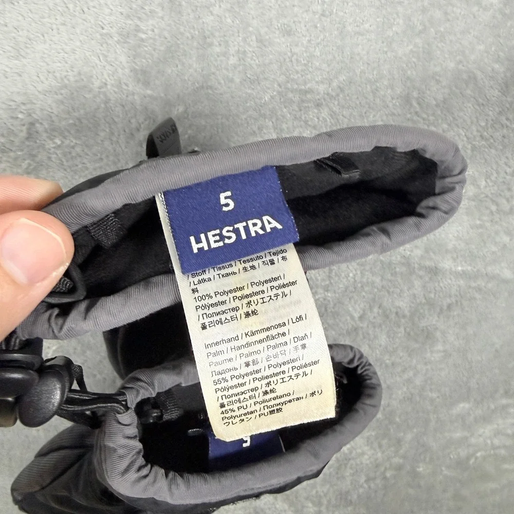 Hestra Kids Size 5 CZone Gauntlet Mittens Black Waterproof Winter Ski Gloves